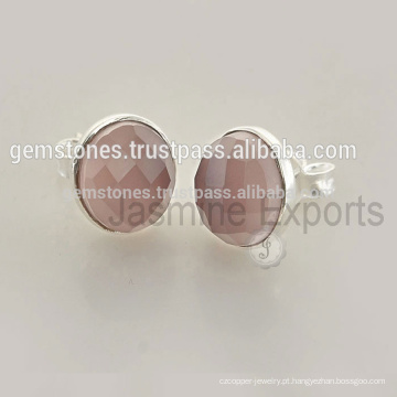 Venda Por Atacado Gemstone 925 Sterling Silver Bezel Earring Handmade Natural Stone Gemstone Bezel Stud Earring Fabricante